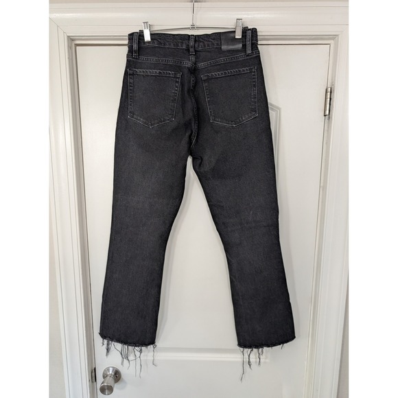 ANINE BING Black Denim Cropped Raw Hem Flare Jeans Size 29‎ - Picture 5 of 9
